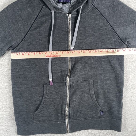 Peloton Hoodie Sweatshirt Womens Large Gray Piped Cord Star Logo Full Zip Gym - Picture 7 of 16